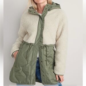 Old Navy Cream and Green Utility Jacket